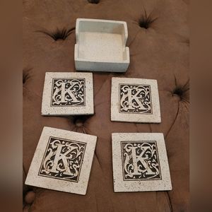 Kirklands HOME coaster set monogram LETTER K